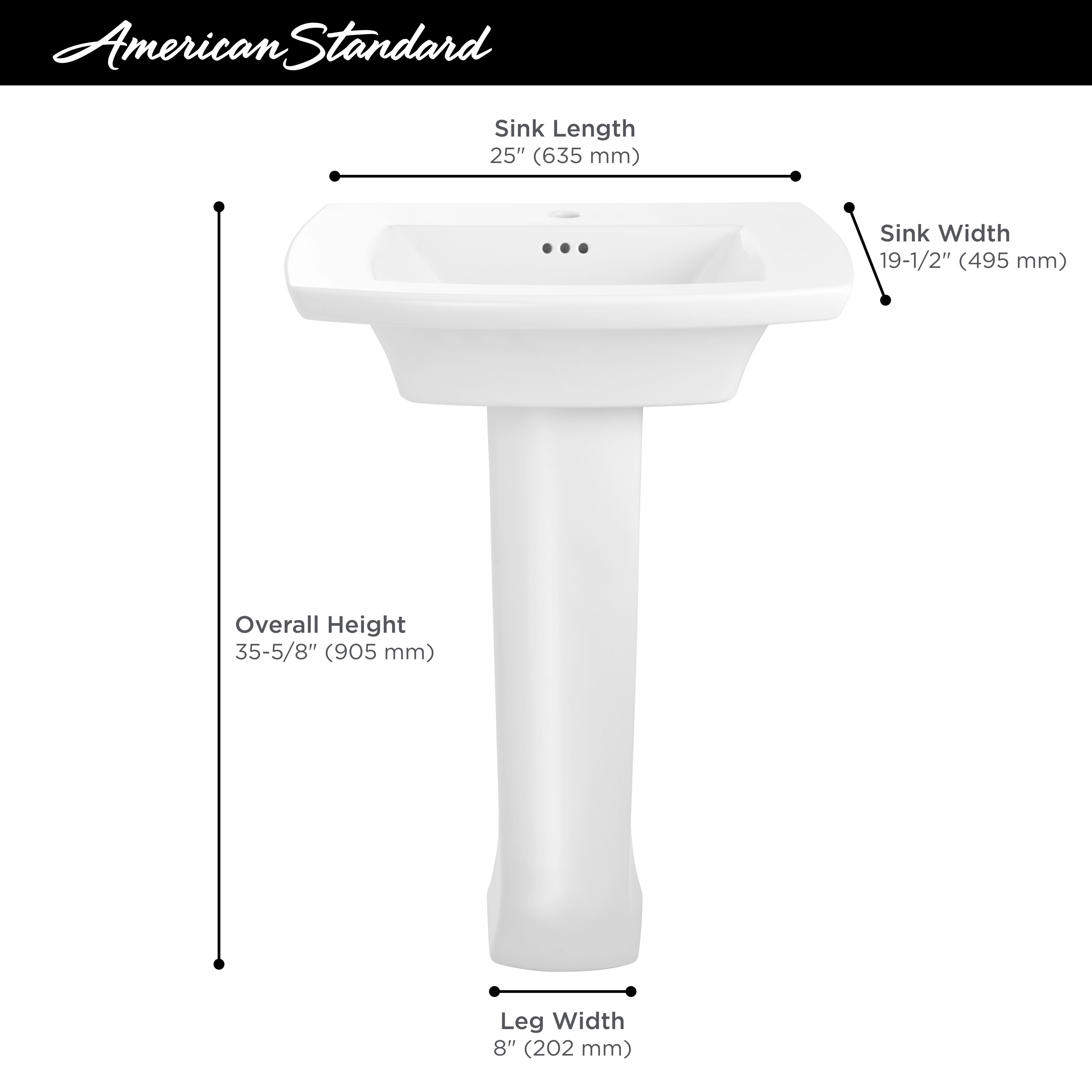 Edgemere® Center Hole Only Pedestal Sink Top and Leg Combination
